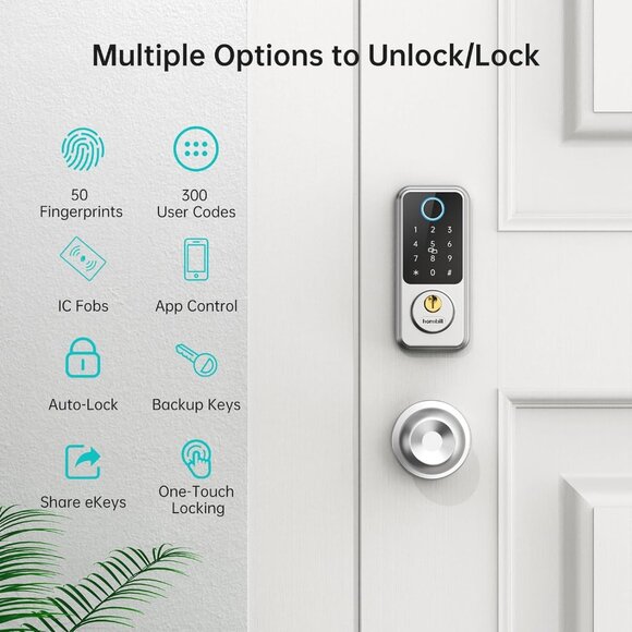 TWO Hornbill Keyless‎ Entry Door Lock Smart Deadbolt with Handlesets - Picture 6 of 12